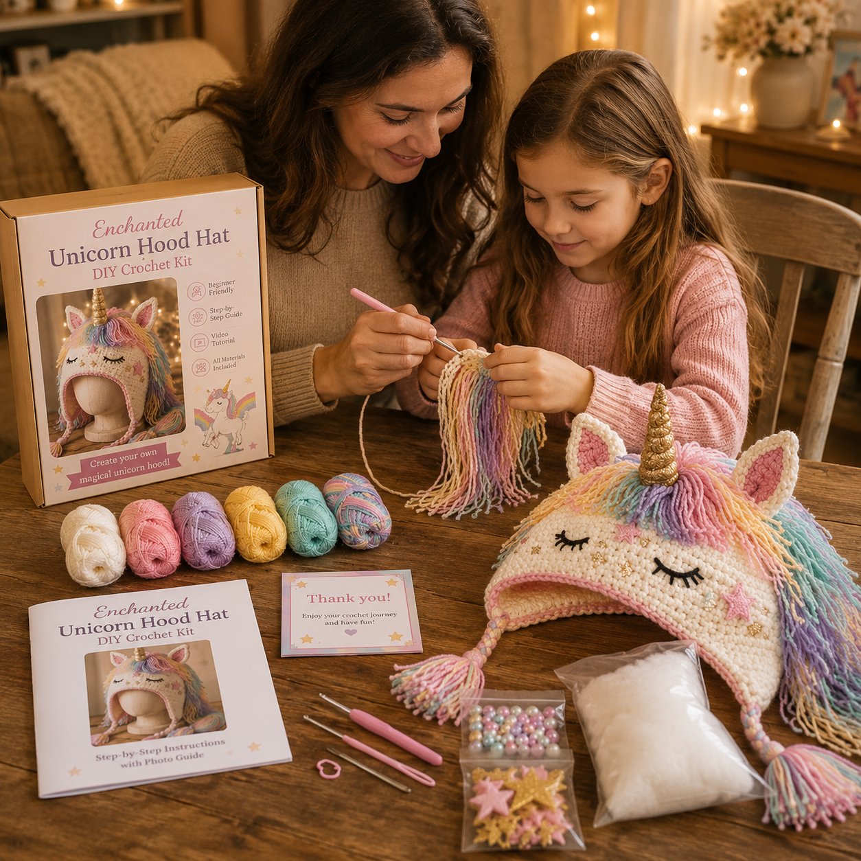 🐉✨ Gör-det-själv-virkningssats för fantasyhuva | Mjukt premiumgarn med steg-för-steg-instruktion | Bärbar karaktärshuva 🧶🎭✨3% rabattkod: NOR3
