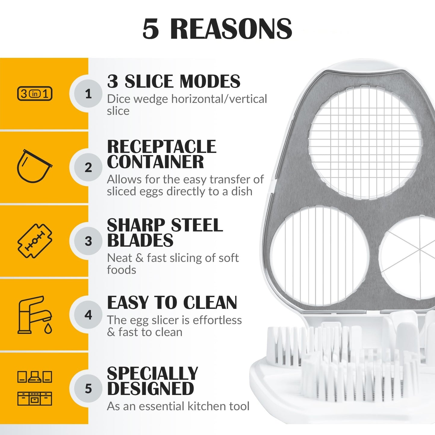 3 Slice Modes Egg Cutter