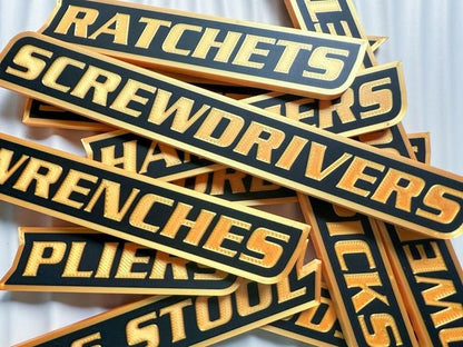 Custom Premium Magnetic Toolbox Labels for Tool Organization - 12 Pack of High Quality Magnets