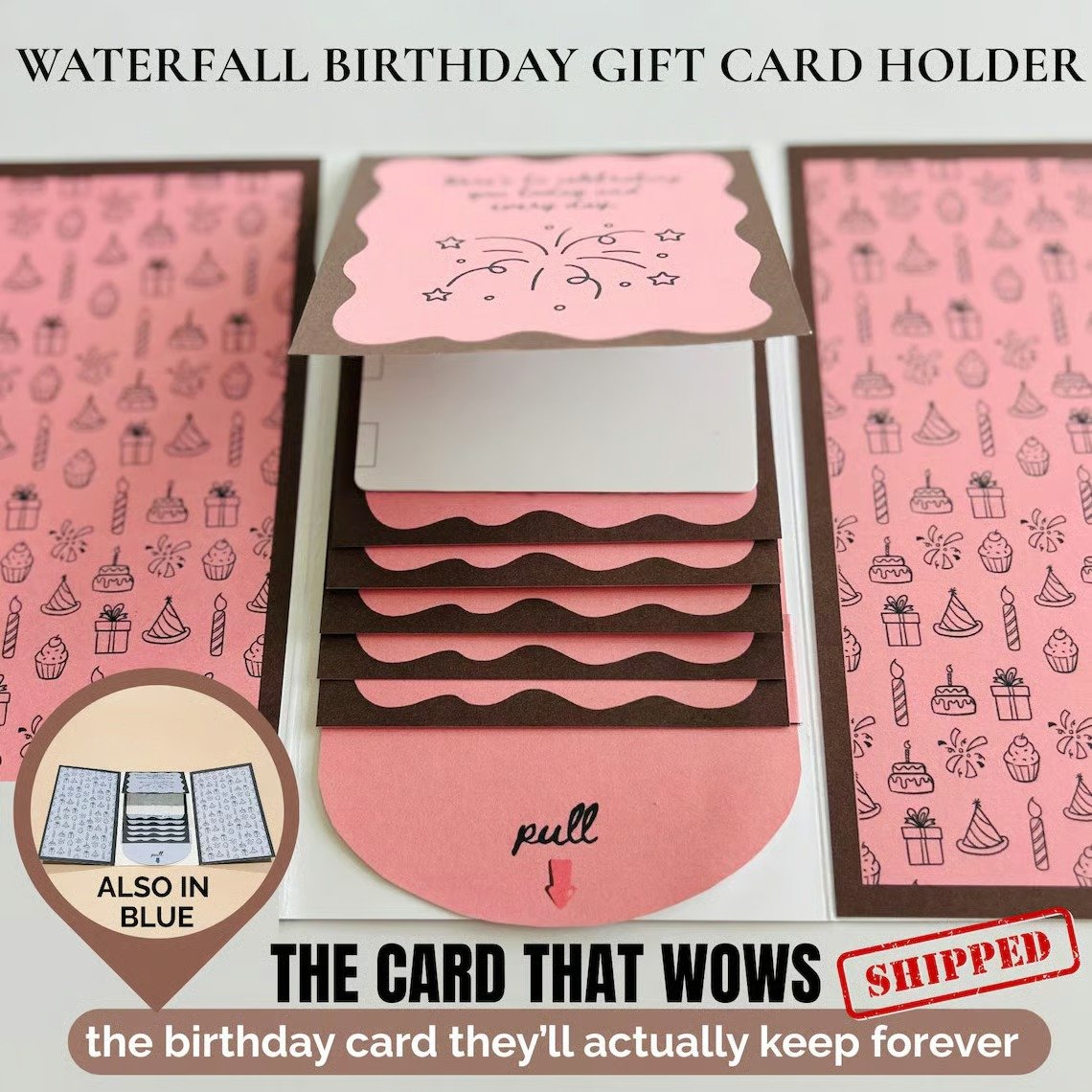 🎁LAST DAY 50% OFF - 🎂✨ Handmade Waterfall Birthday Gift Card Booklet