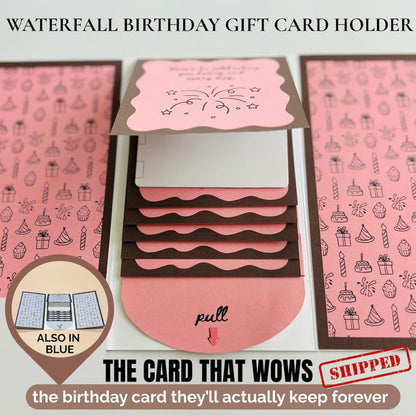 🎁LAST DAY 50% OFF - 🎂✨ Handmade Waterfall Birthday Gift Card Booklet