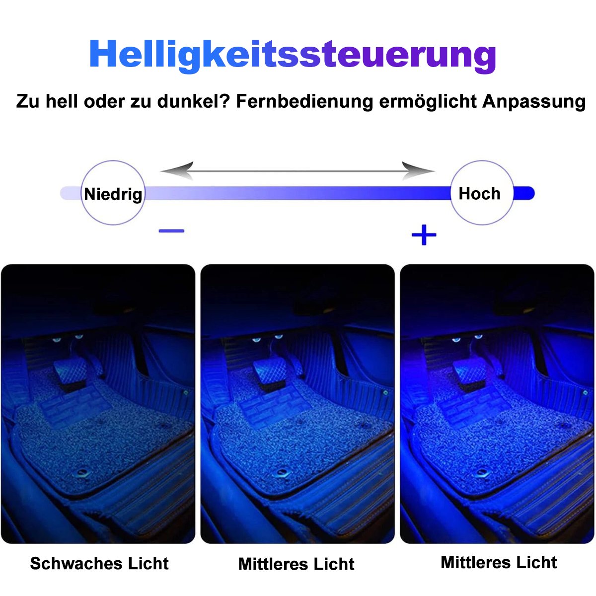 🚗 Trådlös RGB-stämningsbelysning för bilar | Musiksynkronisering | USB-strömförsörjning | Fjärrkontroll