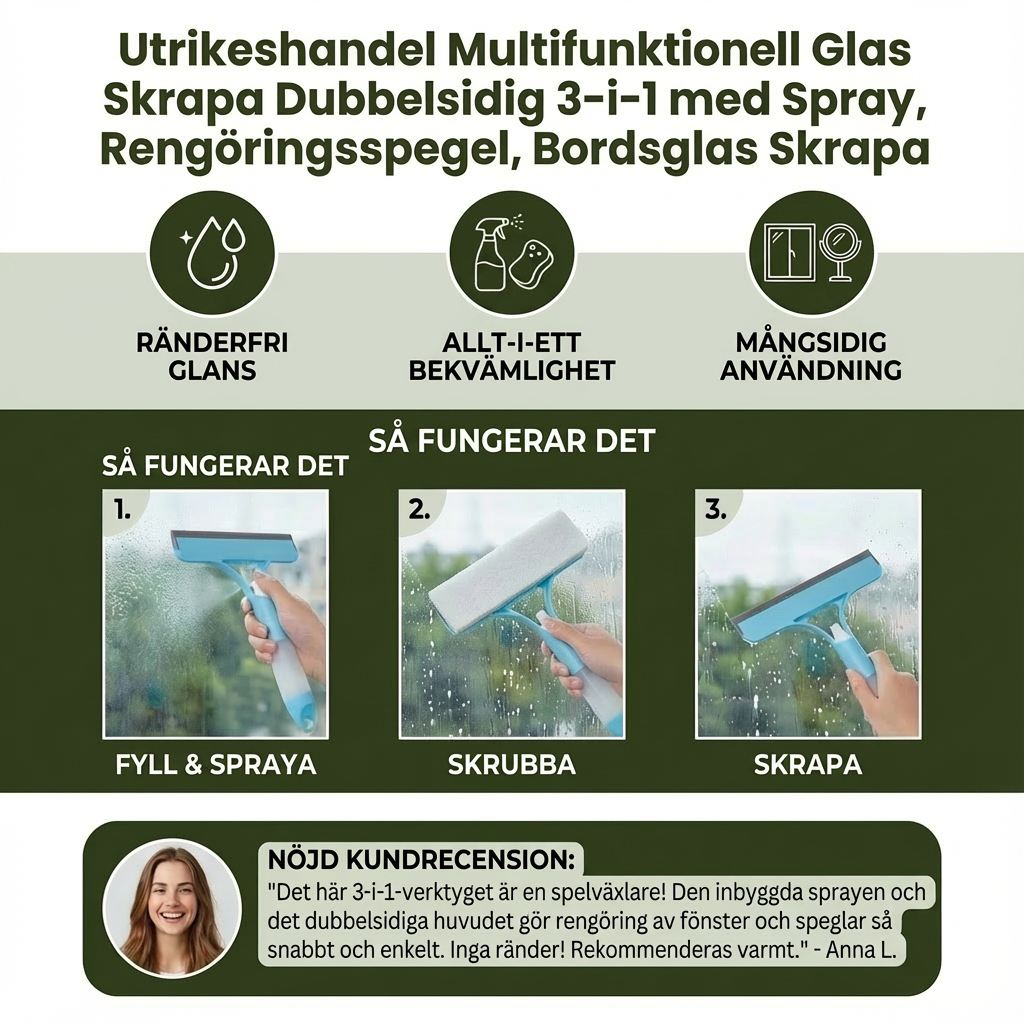 3-i-1 multifunktionell glasrengöringsstav