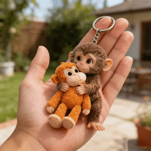 Monkey Hugging Monkey Acrylic Keychain -Gift For Family, Friends, Loved Ones--2D akrylmaterial
