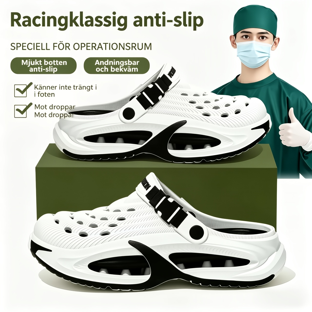 Lätta vattentäta och halksäkra EVA-tofflor med hälrem