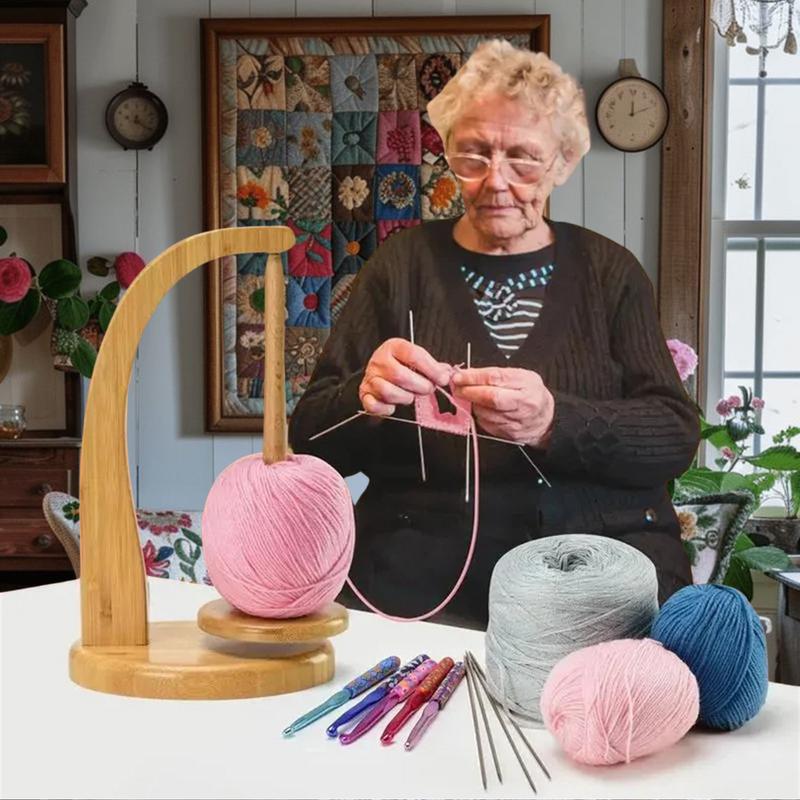 Wooden Yarn Winder with Magnetic Attachment Stable Base for Knitting & Crochet Projects