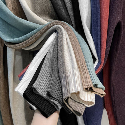 Enfärgad stickad bas-tröja med rund hals för herr