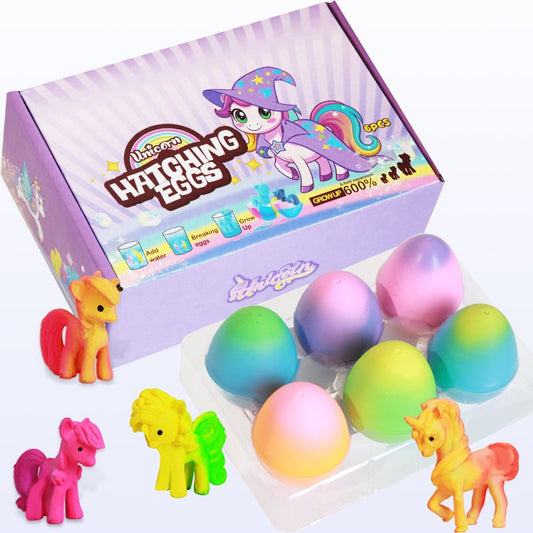 6-Pack Hatching Growing Unicorn Eggs for Boys & Girls, Birthday Easter Basket Stuffers Crafts Gift