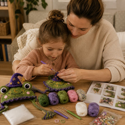 🐉✨ Fantasy-huva virkningsset för DIY | Mjukt premiumgarn med steg-för-steg-instruktioner | Bärbar karaktärshuva 🧶🎭