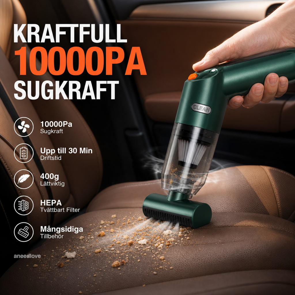 🚗✨ Kraftfull Trådlös Dammsugare för Bil – Kompakt, Sladdlös & Stark Su – swedenfy