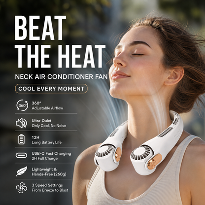❄️✨3% rabattkod: NOR3💐Neck luftkonditioneringsfläkt – Ultratyst, 360° roterande, 3 hastigheter. Handsfree-kylning, långt batteri. Sommarnödvändigt!