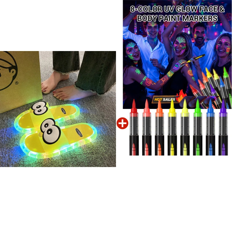 👣👣Söta tofflor med tecknade motiv som lyser upp