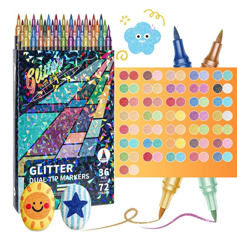 🎨Glittereffektpenselpenslar🥇✨: Skapa gnistrande konst smidigt 🥳(🌈24-96 färger | Jämn, ingen igensättning | ingen genomblödning📝)