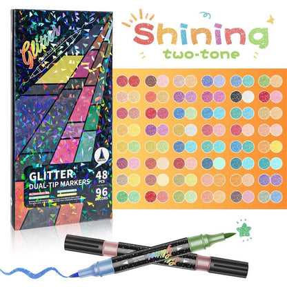 🎨Glittereffektpenselpenslar🥇✨: Skapa gnistrande konst smidigt 🥳(🌈24-96 färger | Jämn, ingen igensättning | ingen genomblödning📝)