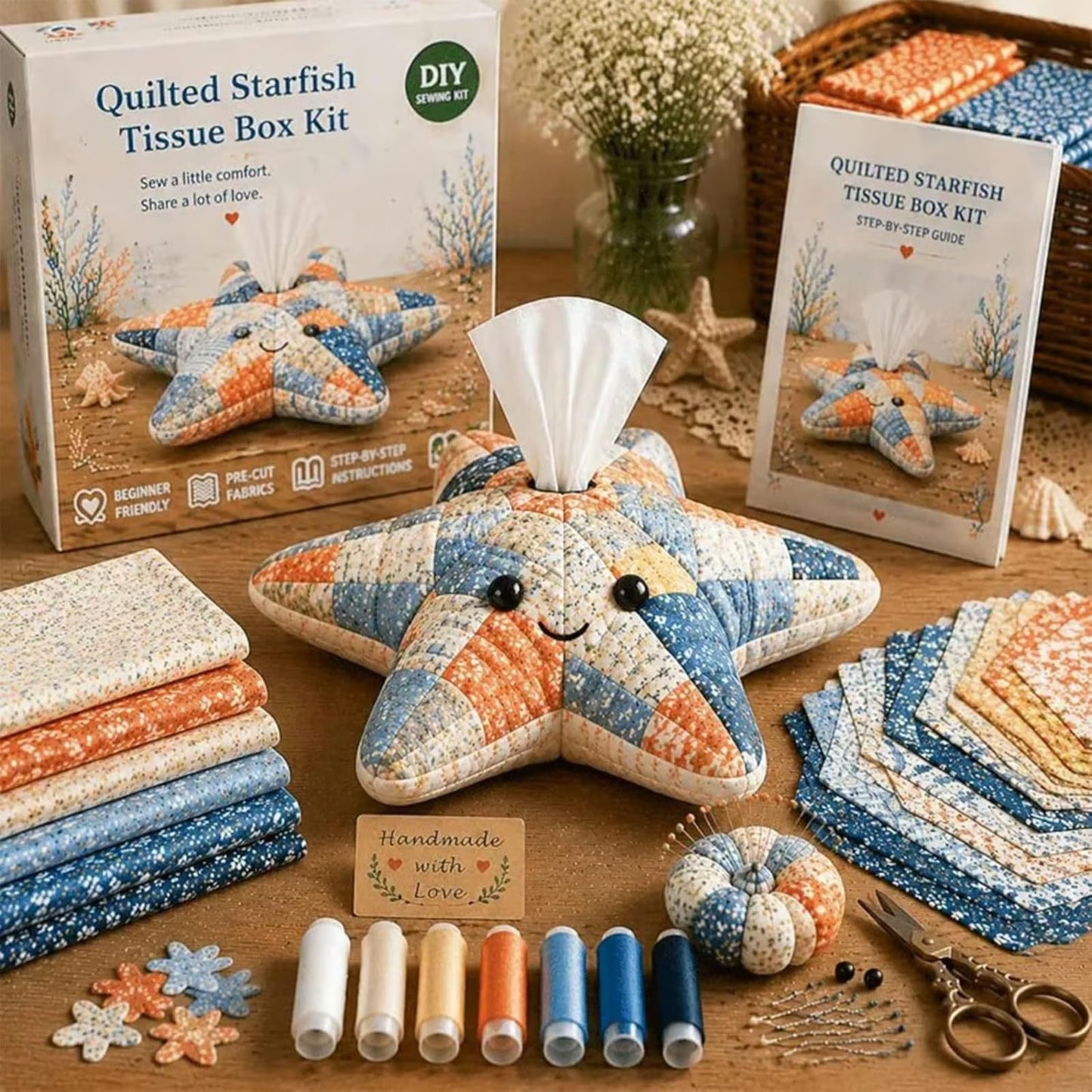 🧵 Vadderad näsduksask med havsdjur DIY-kit💖✨3% rabattkod: NOR3