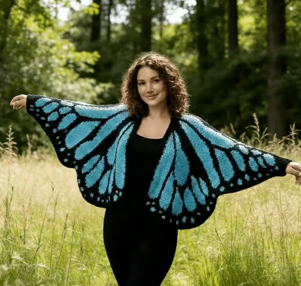 Monarkfjärilskofta – Handgjort statement-plagg 🦋