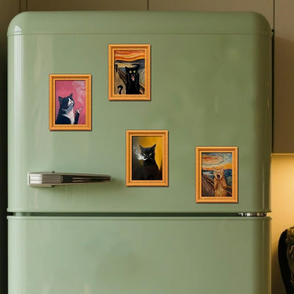 🔥Rolig kattkylskåpsmagnet - Vintage konstram