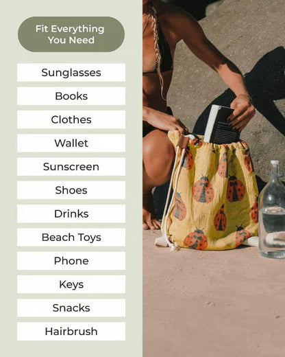 ⏰SISTA DAGEN 49% RABATT - 🏖️2-i-1 Konvertibel Handduk & Ryggsäck med Innerficka med Blixtlås & Sandavvisande Tyg
