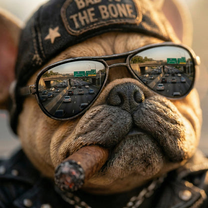 "Gammal och obekymrad" Hardcore Fransk Bulldogg Instrumentpanel Bobblehead 😎 - Rebellisk Fransk Bulldogg Bilprydnad