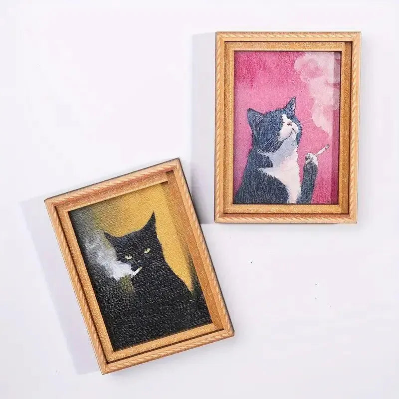 🔥Rolig kattkylskåpsmagnet - Vintage konstram
