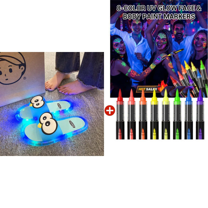 👣👣Söta tofflor med tecknade motiv som lyser upp