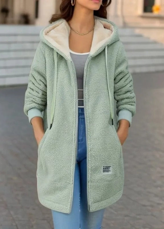 Lång teddykappa med huva och fleecefoder✨3% rabattkod: NOR3