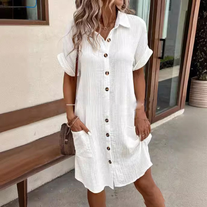💎50% RABATT! 💎✨Damsommarklänning i midimodell – Luftig, smickrande och otroligt elegant! Lätt, knappknäppt klänning med fickor ☀️