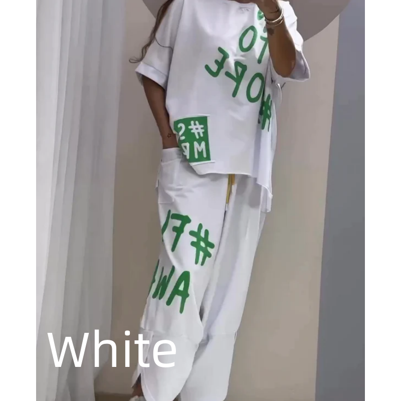 "49% REA - SLUTAR SNART! ⏳Damernas avslappnade lösa tvådelade T-shirt- och byxuppsättning