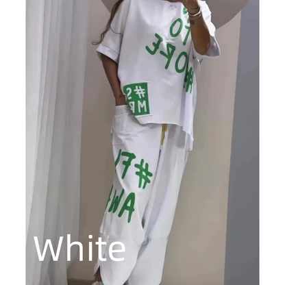 "49% REA - SLUTAR SNART! ⏳Damernas avslappnade lösa tvådelade T-shirt- och byxuppsättning