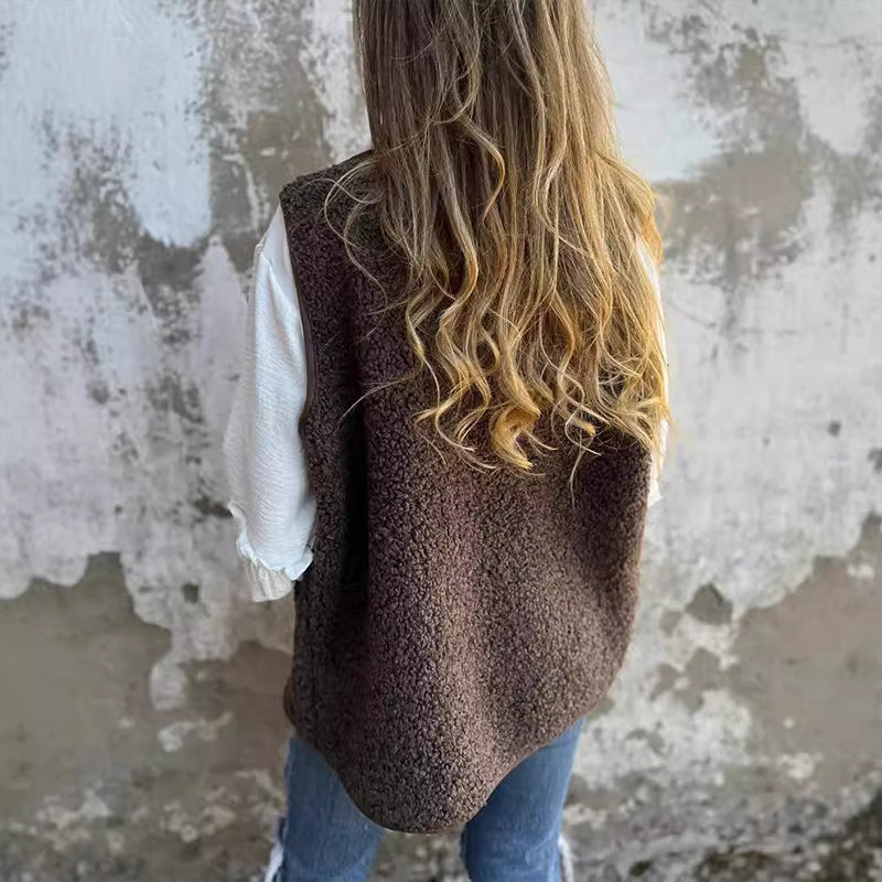 🎉Sista dagen-50% rabatt💛Damernas korta varma väst med knappar✨3% rabattkod: NOR3