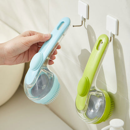 Husdjur badborste med långt handtag och schampo doserare