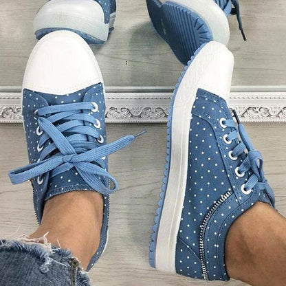 (köp 2 gratis frakt)Ladies Casual Flat Round Toe Lace Up Low Top Skor