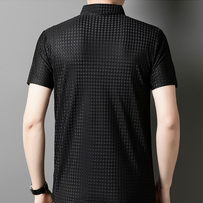 📢📢50% RABATT!! ⏰ Herrskjorta med textur och kortärmad design