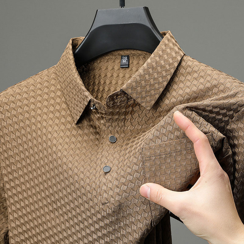 📢📢50% RABATT!! ⏰ Herrskjorta med textur och kortärmad design