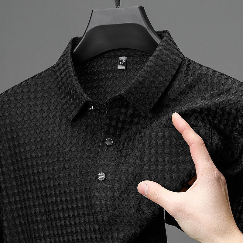 📢📢50% RABATT!! ⏰ Herrskjorta med textur och kortärmad design