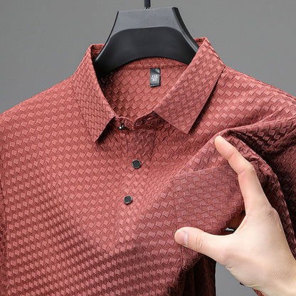 📢📢50% RABATT!! ⏰ Herrskjorta med textur och kortärmad design