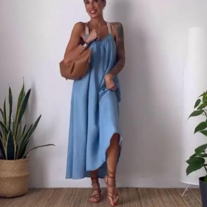 Köp 2 - få 5% rabatt (fraktfritt)Avslappnad, trendig bandklänning med lös passform för kvinnor