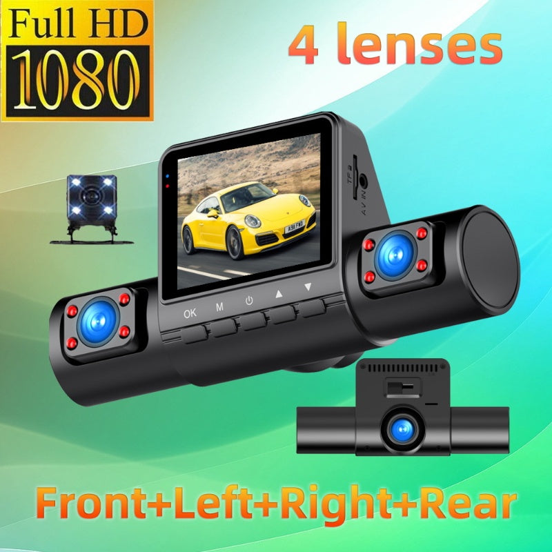 🚗 4K 4-kanals bilkamera | 1080P nattseende 🌙| parkerings- och kollisionsövervakning 🛡️ ✅ 📹 - Klara bilder dag och natt ✅ 360° skydd 🔄 – fram, bak, vänster, höger ✅ Automatisk olyckslagring 💾 – sparar vid en olycka