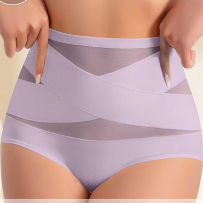 🌸Sista dagen - Köp 1 få 3-pack✨Plus-Size trosor med hög midja och korsade magkontroller
