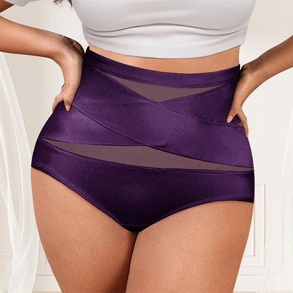 🌸Sista dagen - Köp 1 få 3-pack✨Plus-Size trosor med hög midja och korsade magkontroller