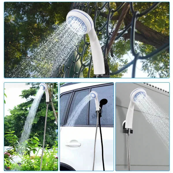 🚿Bärbar campingdusch med justerbart flöde – För enkel och bekväm rengöring utomhus!✨