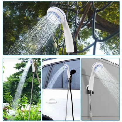 🚿Bärbar campingdusch med justerbart flöde – För enkel och bekväm rengöring utomhus!✨