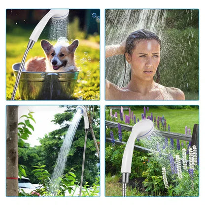 🚿Bärbar campingdusch med justerbart flöde – För enkel och bekväm rengöring utomhus!✨