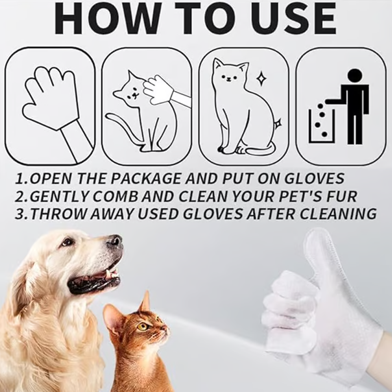 🔥Rinse-Free Dog Shampoo Mitts – Hypoallergenic Pet Bath Wipes, 6 Packs