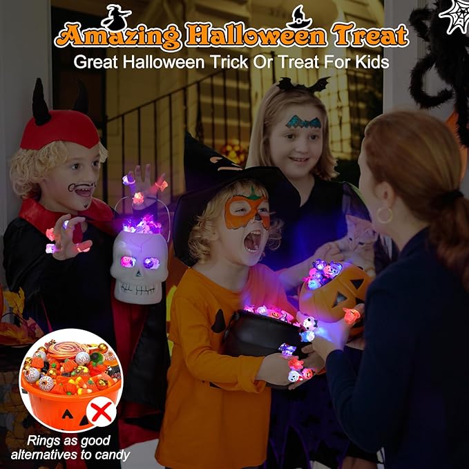 LED Ljus Halloween Lysande Ring - Set med 50 st
