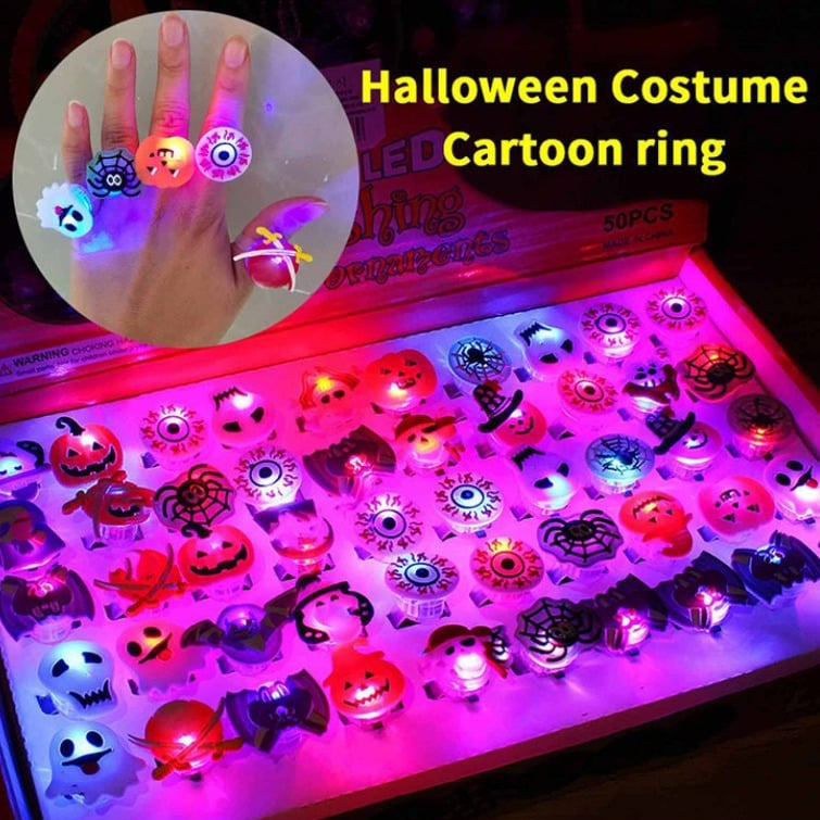 LED Ljus Halloween Lysande Ring - Set med 50 st
