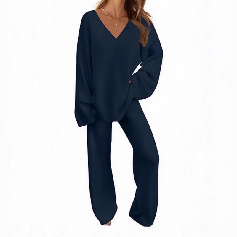🎉Denna veckas specialerbjudanden - 50% RABATT✨Damset med V-ringad långärmad tröja och byxor