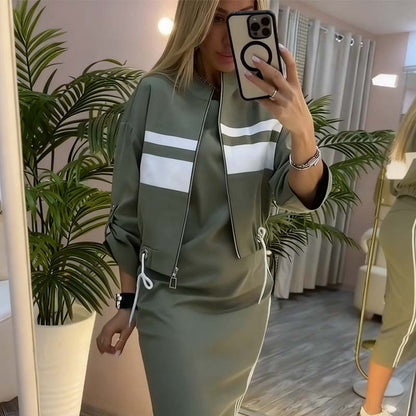 Set med jacka och klänning med hög krage för kvinnor✨3% rabattkod: NOR3✨Fri frakt