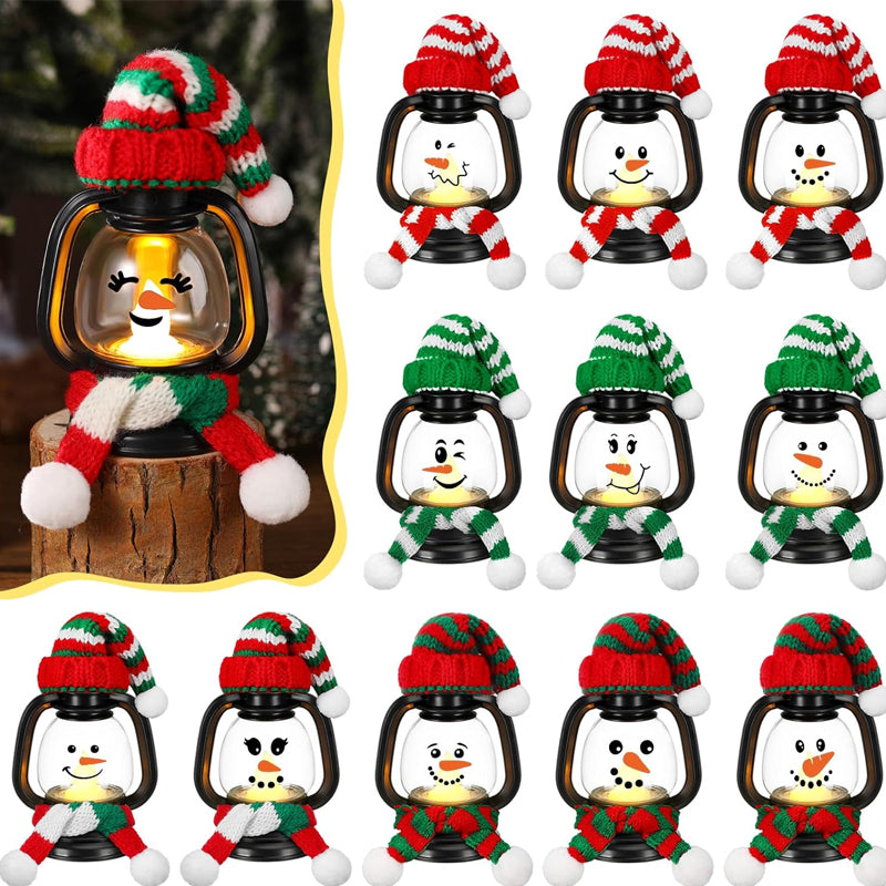 🎅🎄Juldekoration Mini snögubbellykta med mössor och halsdukar