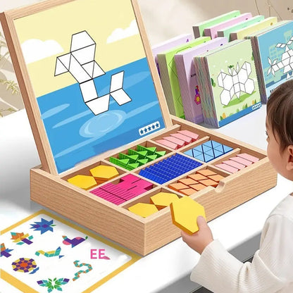 🎁Tidig julrea 50% RABATT🔥Magnetiskt träpussel med mönsterblock🧩